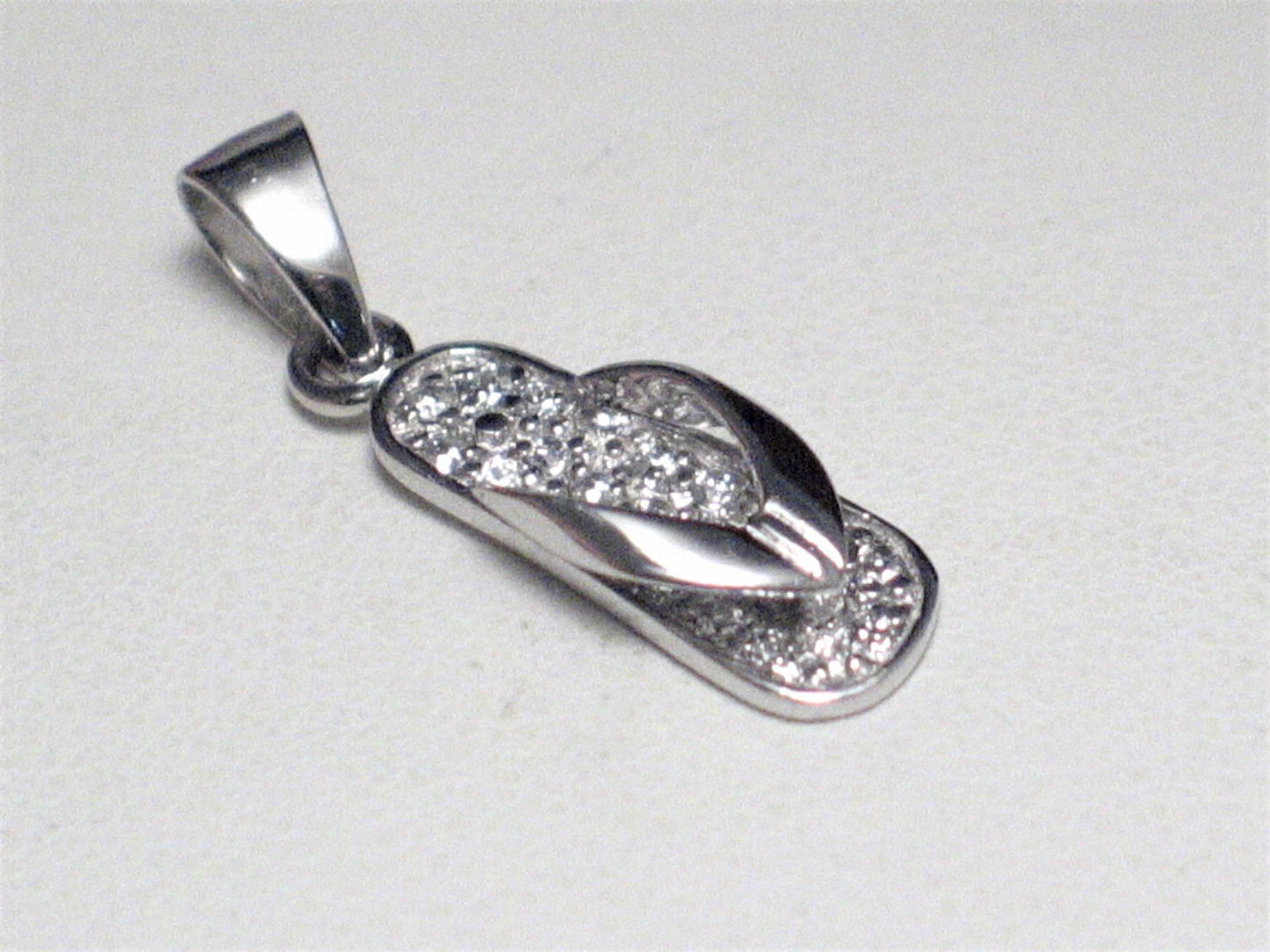 My Casual Fridays | Flip Flop Sandal Pendant Sterling Silver w/ Cz - Blingschlingers Jewelry