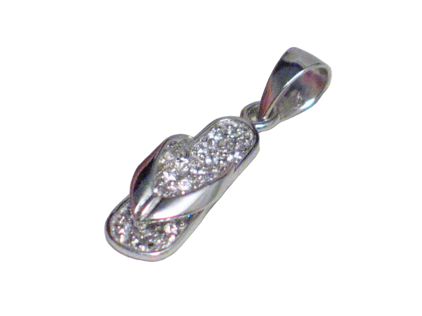 Flip-flop Pendant, Mens Womens Shimmery Cubic Zirconia Sandal, Sterling Silver Pendant- Blingschlingers Jewelry