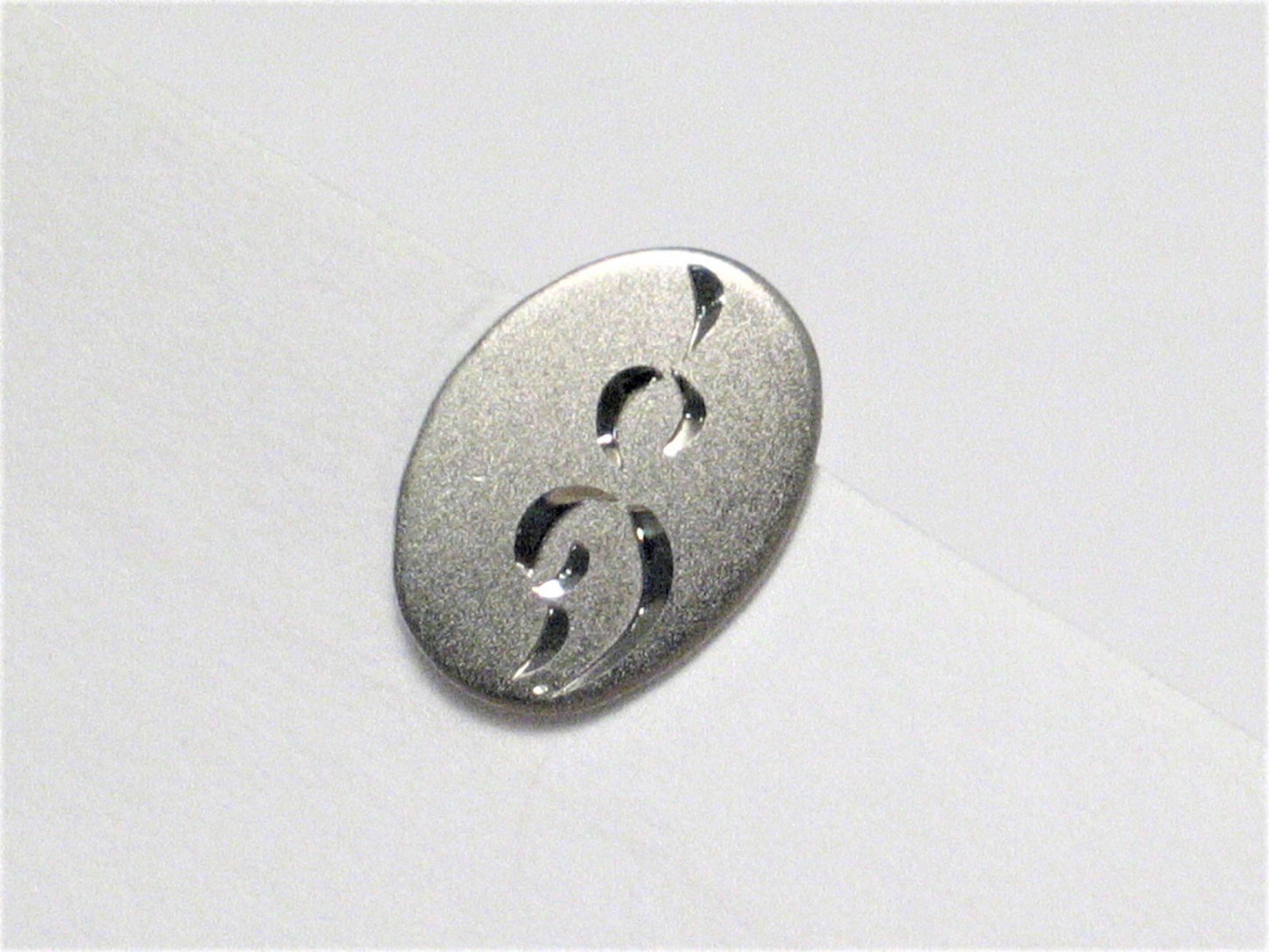 Used Jewelry Tie Tack | Mens 13.6 mm Sterling Silver Diamond Cut Satin Finished Oval Tie Tack
