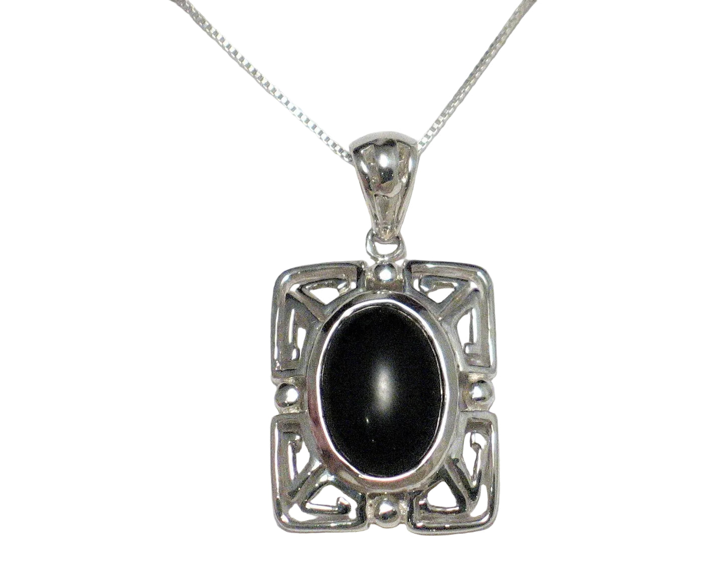 Back in Black | Sterling Silver Necklace Pendant set w/ Black Onyx Stone 18" - Blingschlingers Jewelry