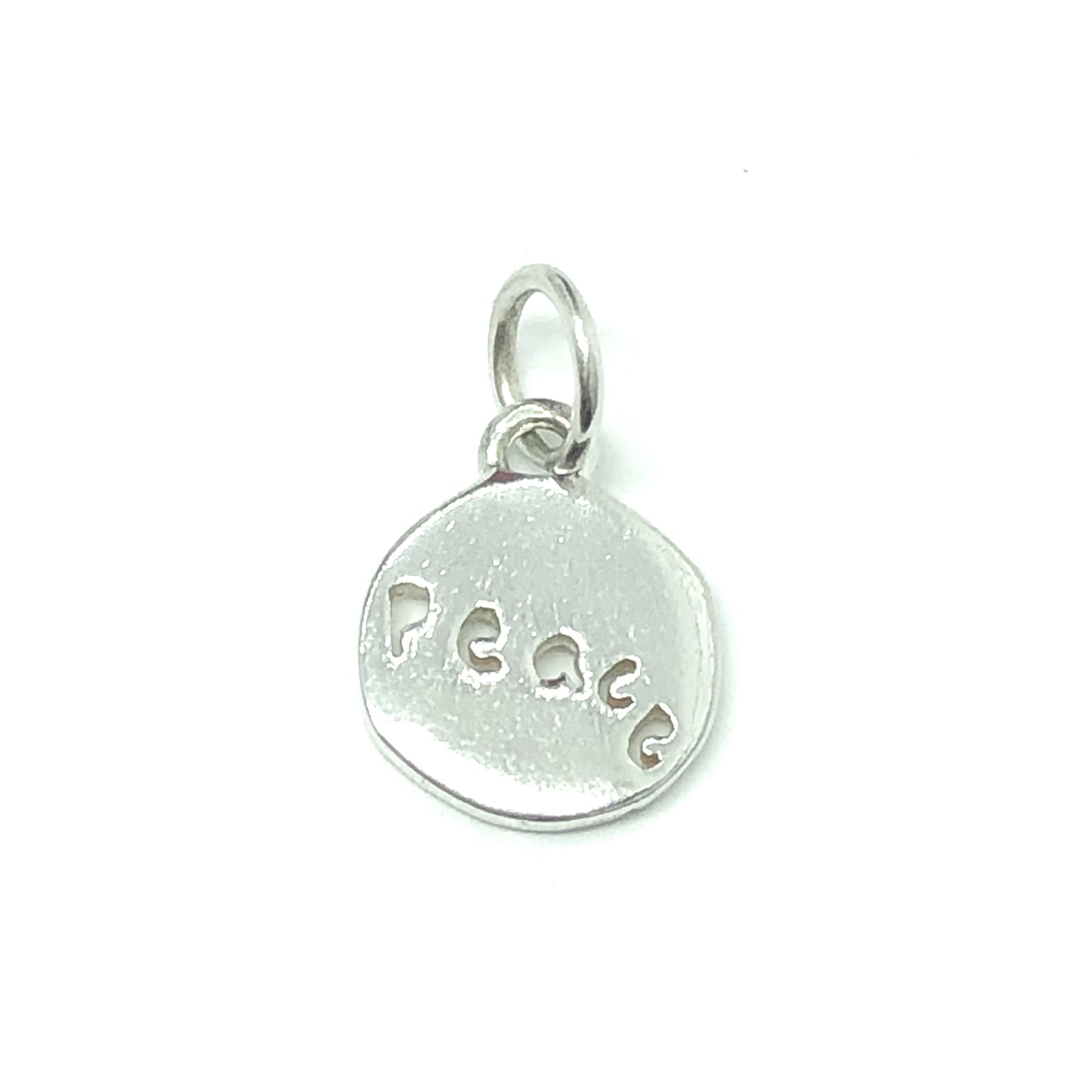 Jewelry - Unisex Sterling Silver Small Round Cut-out Style Inspirational "Peace" Charm