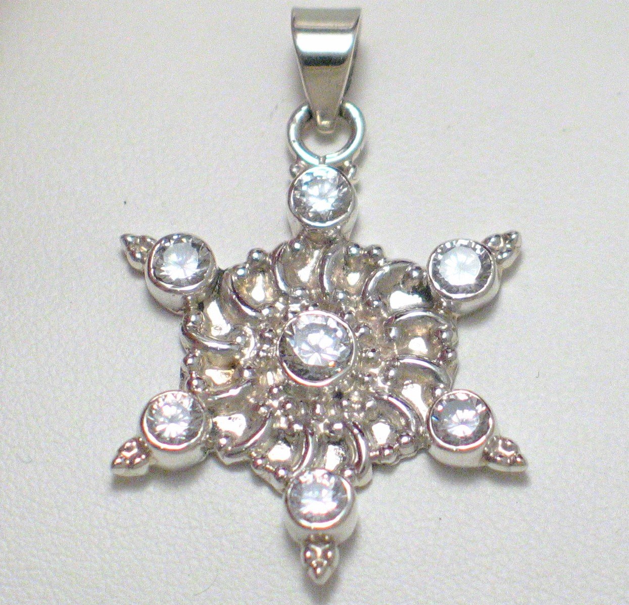 Sterling Silver Pendant, Unique Glittering Cubic Zirconia Stone Star Pendant - Blingschlingers Jewelry
