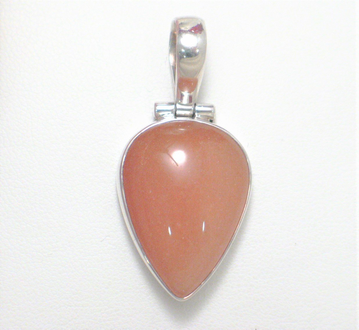 Pendant | Sterling Silver Frosty Orangish Pink Grapefruit Aventurine Stone Pendant- Blingschlingers Jewelry