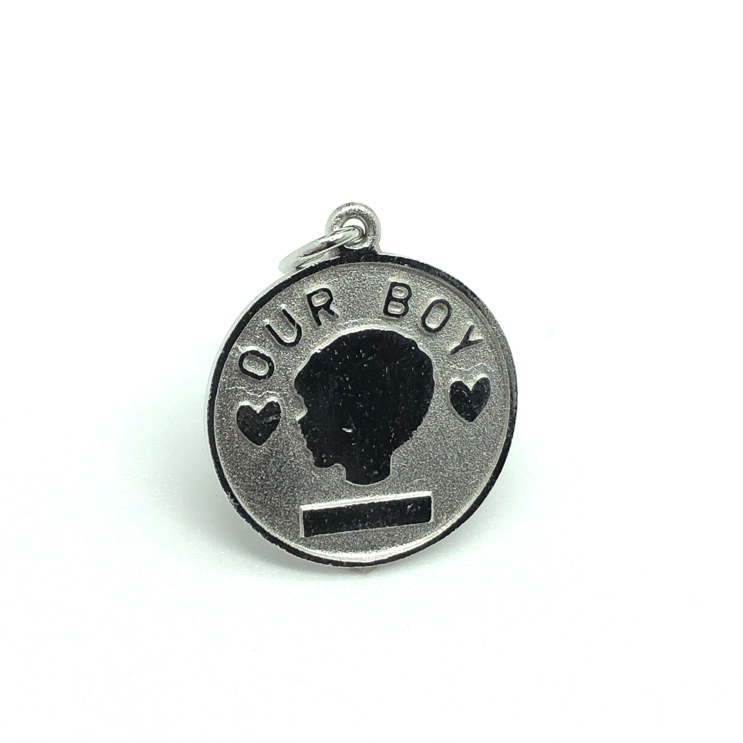 Vintage Jewelry | Engraveable Sterling Silver OUR BOY Charm Pendant / Pet Id Tag Idea!