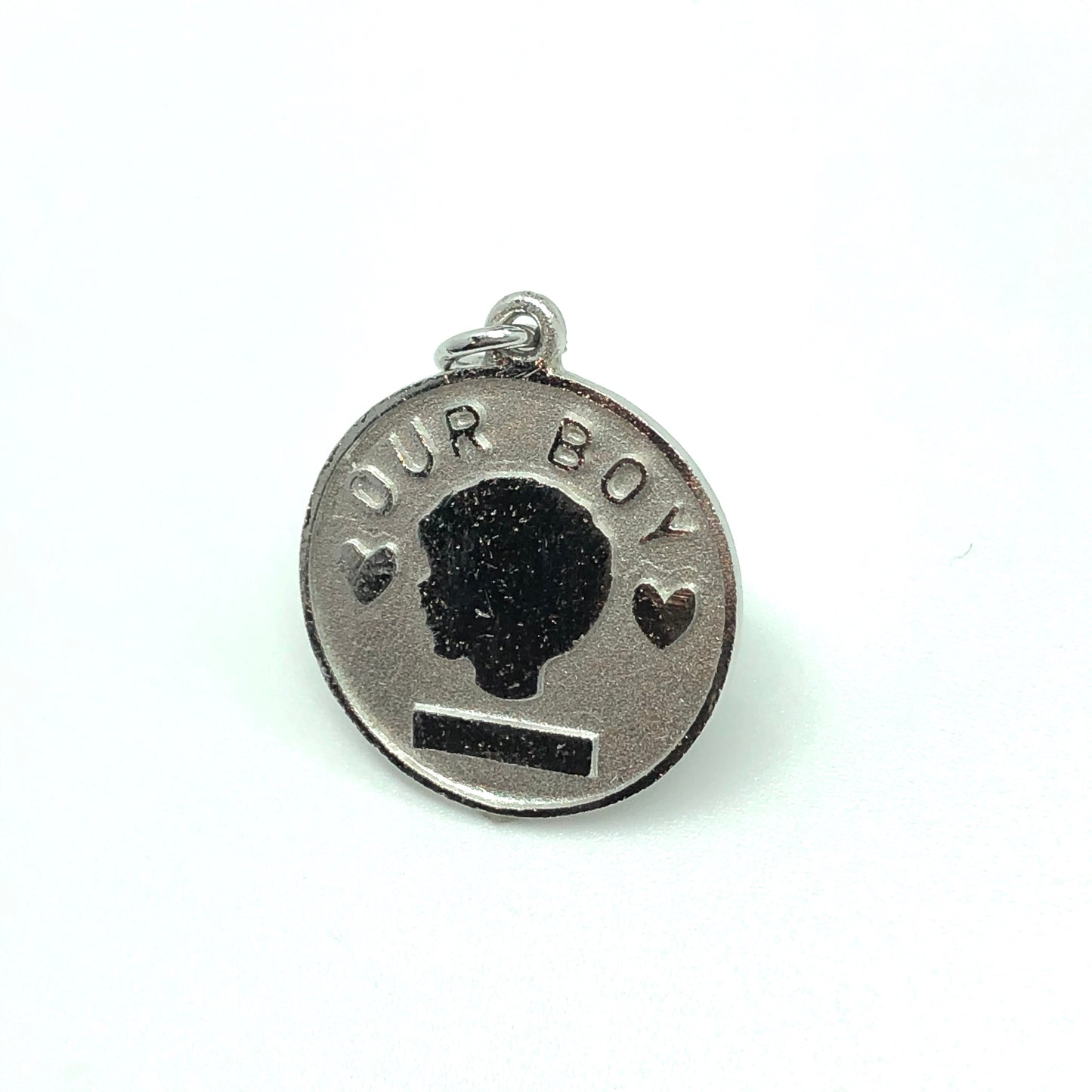 Vintage Jewelry | Engraveable Sterling Silver OUR BOY Charm Pendant / Pet Id Tag Idea!