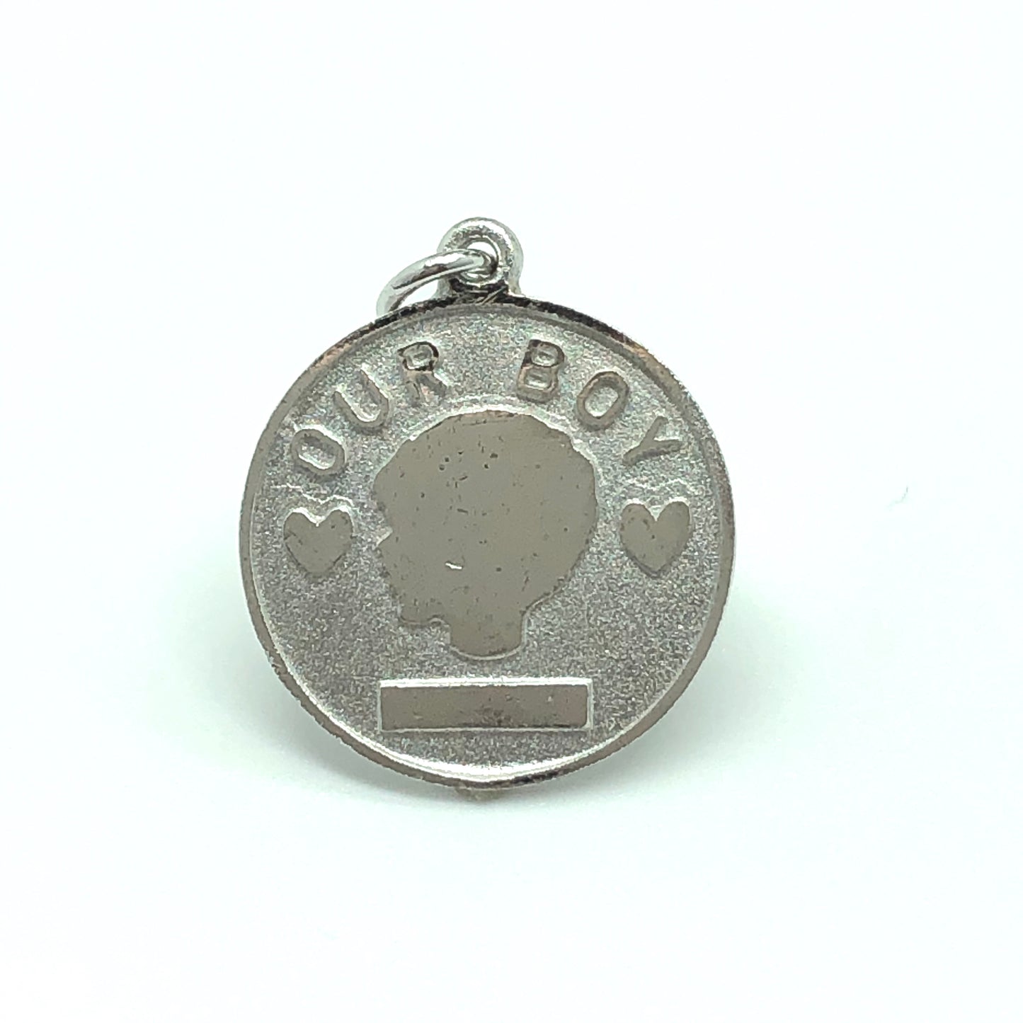 Vintage Jewelry | Engraveable Sterling Silver OUR BOY Charm Pendant / Pet Id Tag Idea!