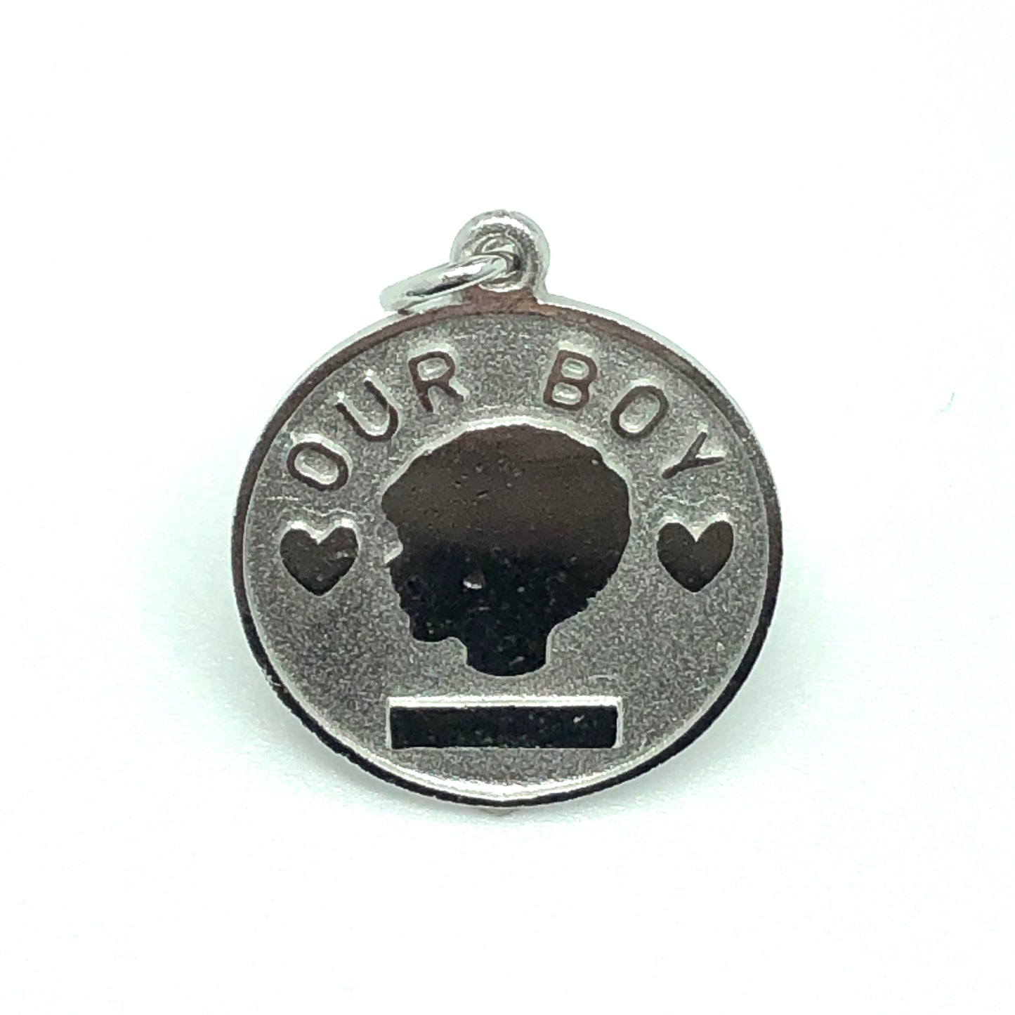 Vintage Jewelry | Engraveable Sterling Silver OUR BOY Charm Pendant / Pet Id Tag Idea!