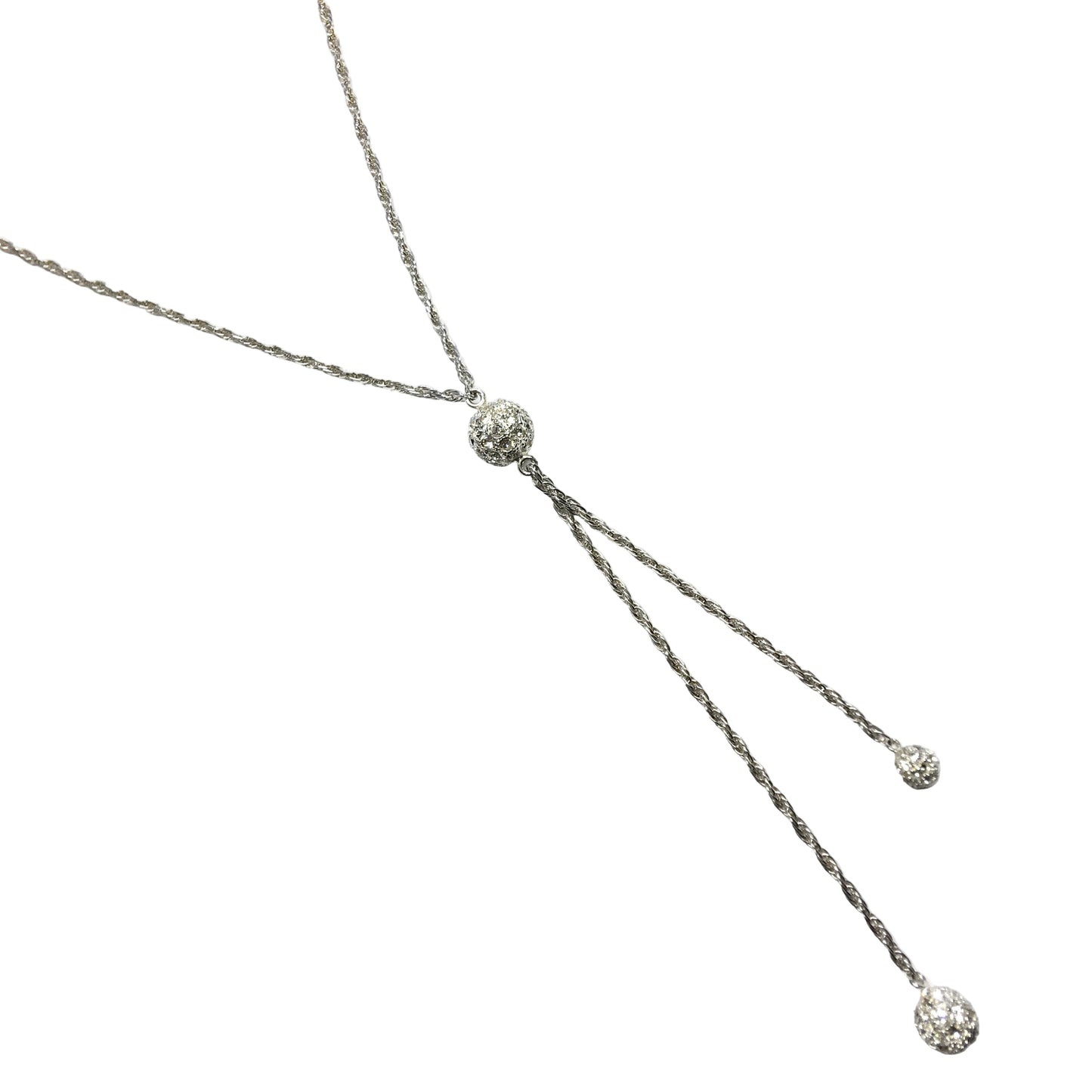 Used Jewelry > Necklaces | Womens 29" Sterling Silver Shimmery Orbs Tassel Y Necklace