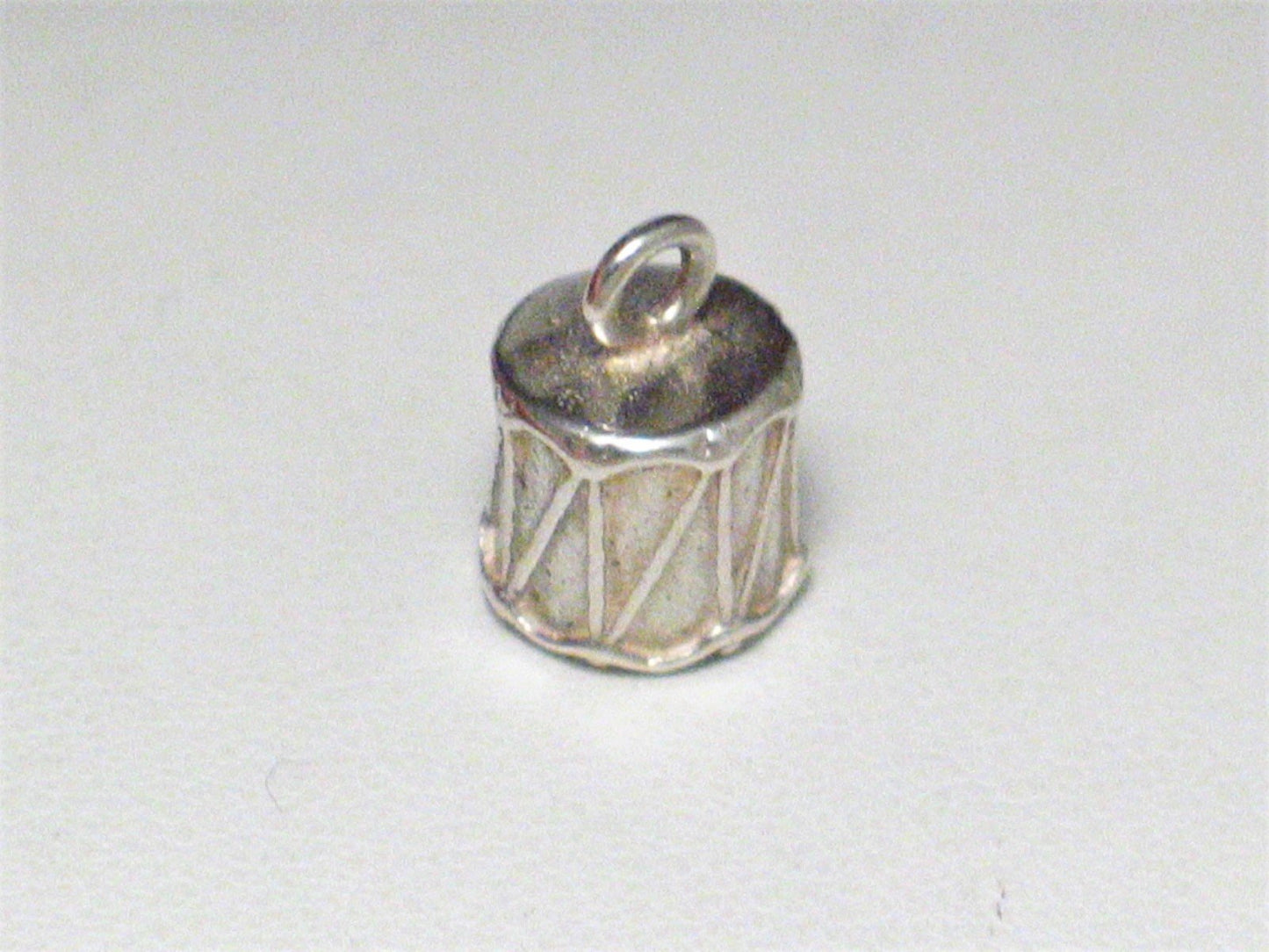 Vintage Sterling Silver Charm, 3D 925 Silver Drum Charm