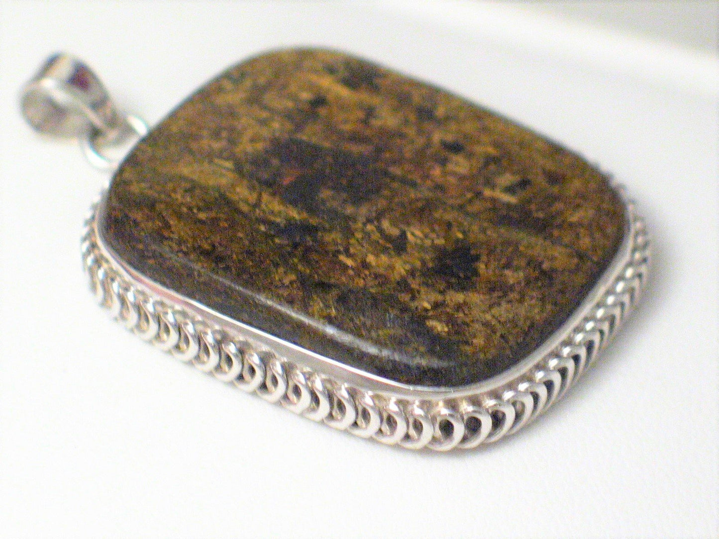 Pendant | Mens Womens Unique Sterling Silver OOAK Bronze Stone Pendant