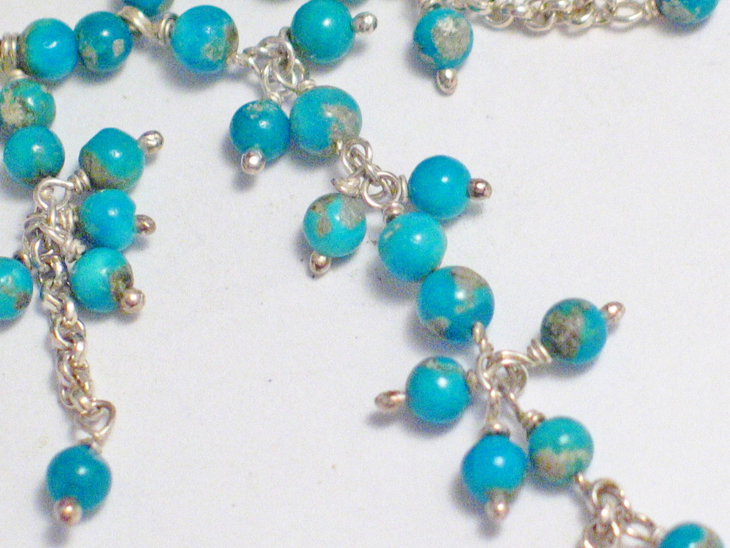 Chains | Womens Sterling Silver Blue Turquoise Bead Tassel Necklace 17.5" | Necklaces