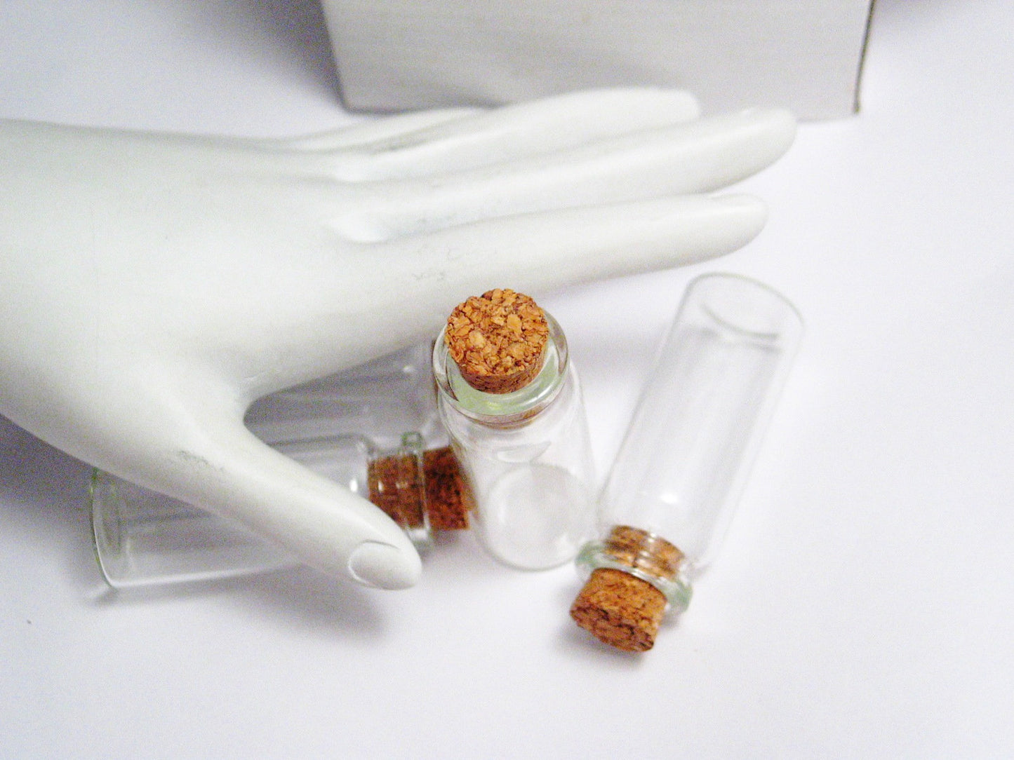 60 Glass Vial Jars w/ Cork Top Small & Medium 36 - 1.5" 24 - 2 1/8"