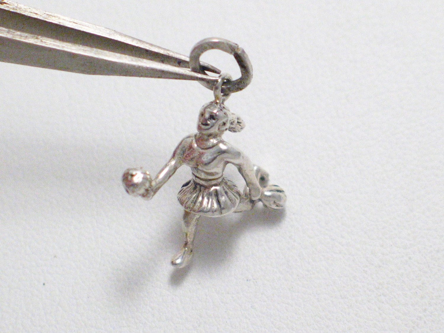 Silver Charms | Womens Sterling Silver 3d Cheerleader w/ Pom Poms Pendant | Vintage Jewelry website online