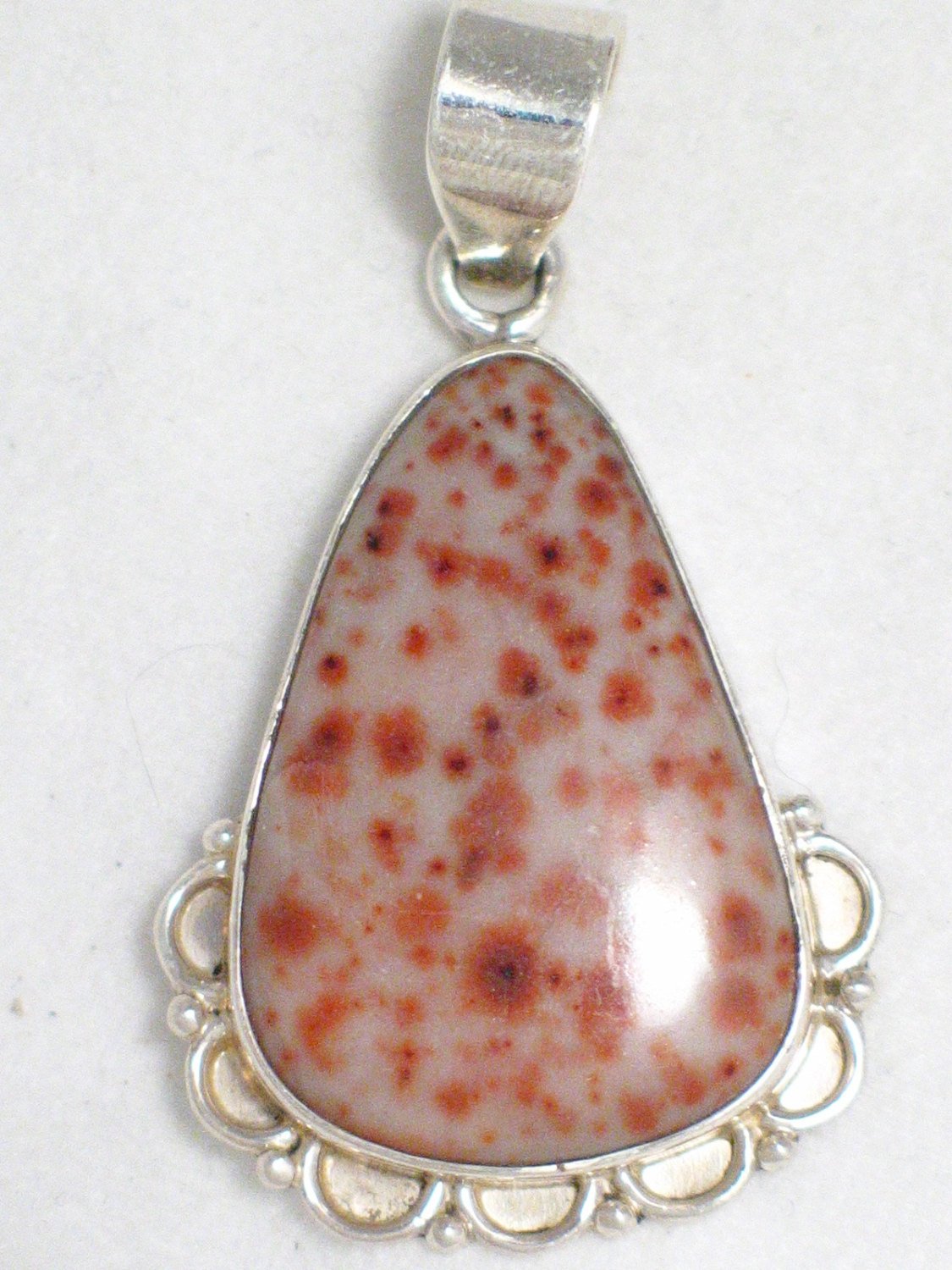 Unique Sterling Silver Orange Speckled Jasper Stone Pendant