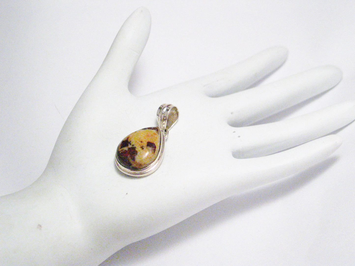 Sterling Silver Pendant Mans Womans Brown Matrix Agate Cabochon Stone Pendant