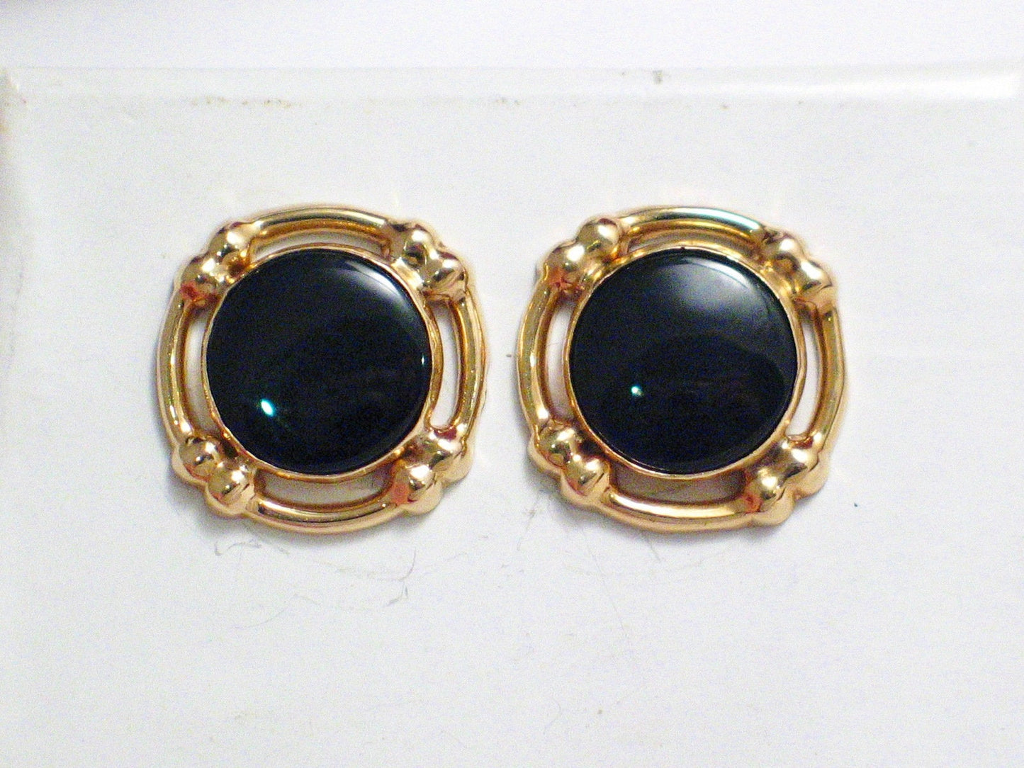 Gold Earrings | Womens Admirable 14k Gold Black Onyx Stone Earrings | Discount Gold Jewelry online
