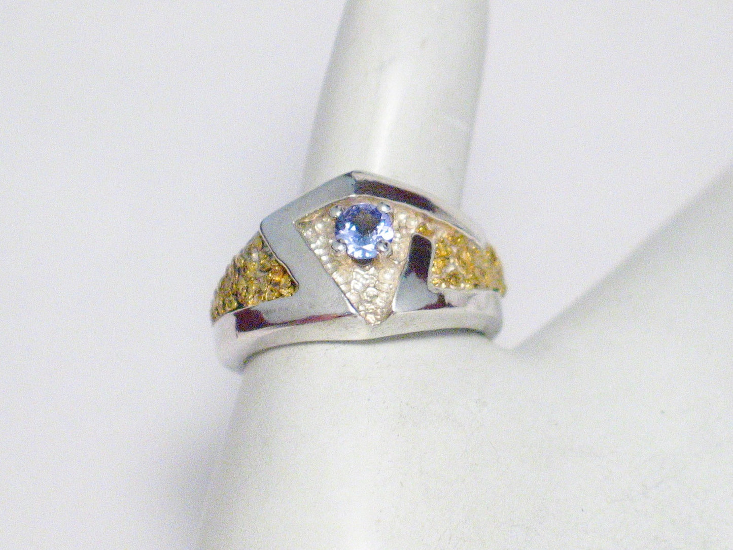 Ring | Gold Sterling Silver Zig Zag Design Purple Stone Ring 8.75 | Jewelry
