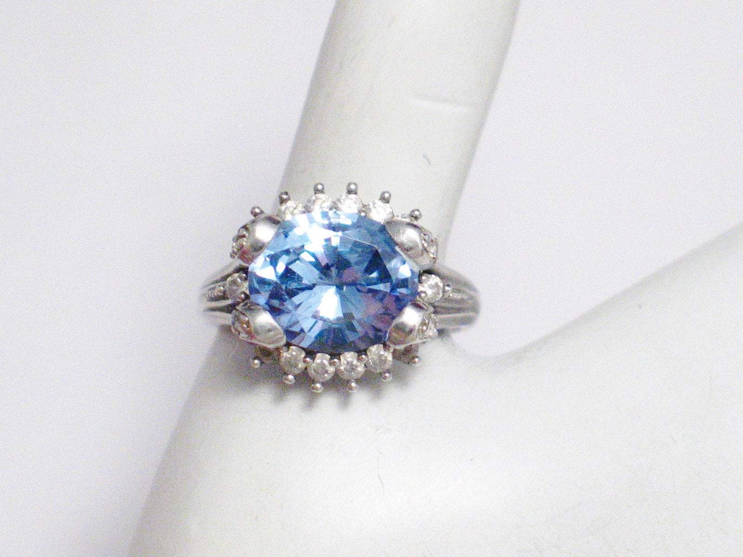 Rings | Womens Sterling Silver Blue Topaz Halo Ring 8 | Estate Jewelry online