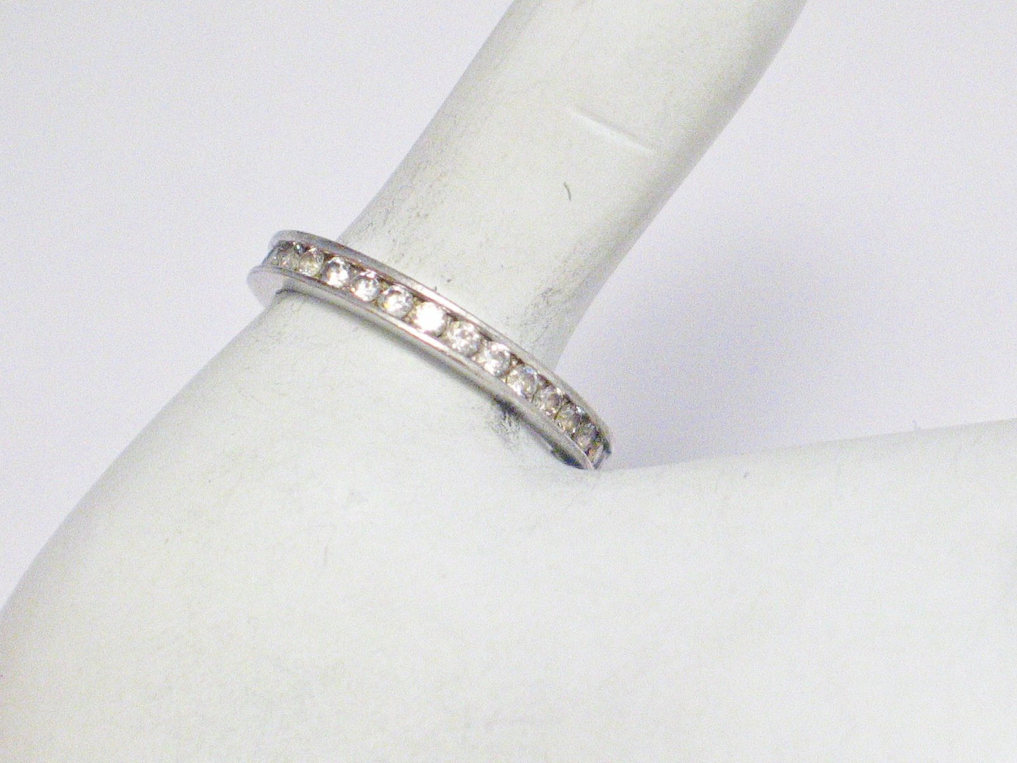 Stacking Ring Sterling Silver, size 9.25 White Sparkly Cubic Zirconia Eternity Style