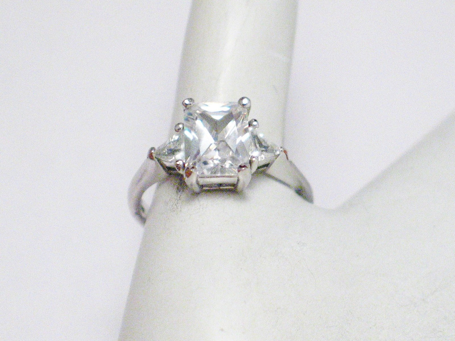 Silver Rings | Womens Sterling Silver Diamond Alternative 3 Stone Ring | Discount Estate Jewelry website