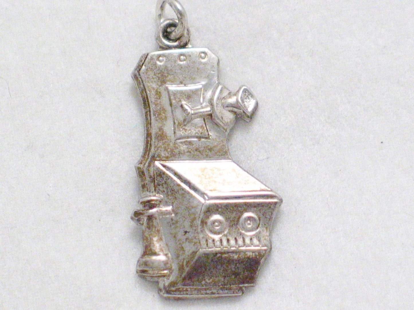 Silver Pendant, Sterling Silver Mens Womens Wall Mount Phone Charm