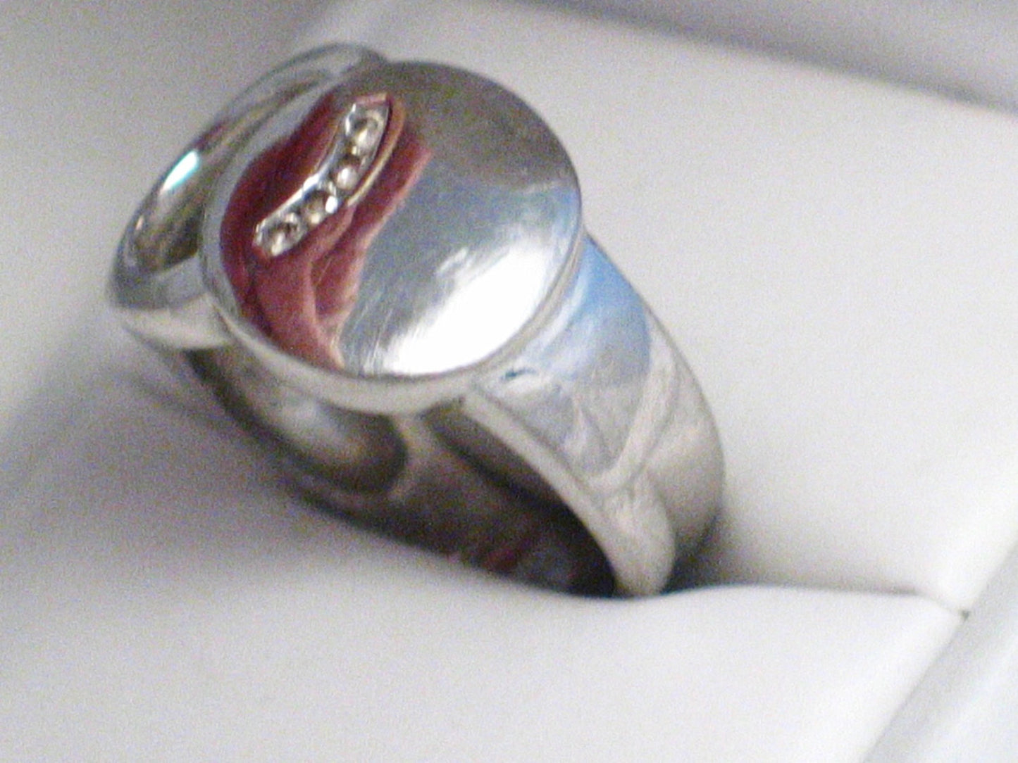 Sterling Silver Ring, Estate Jewelry Mens Womens size 7 Cubic Zirconia Eclipse Design Ring