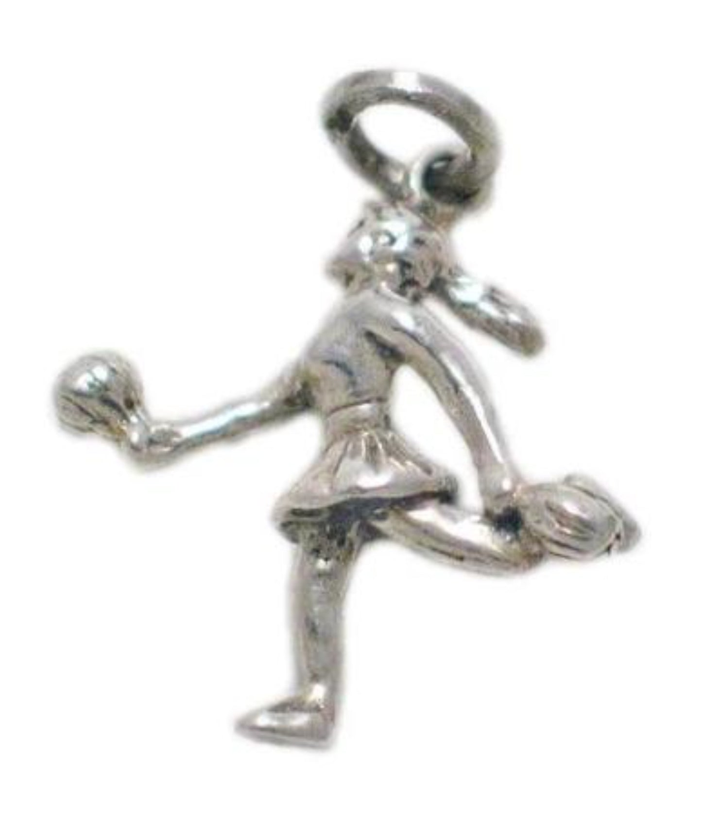 3-D Charm, Sports Fan Vintage 3d Cheerleader Charm Sterling Silver Pendant