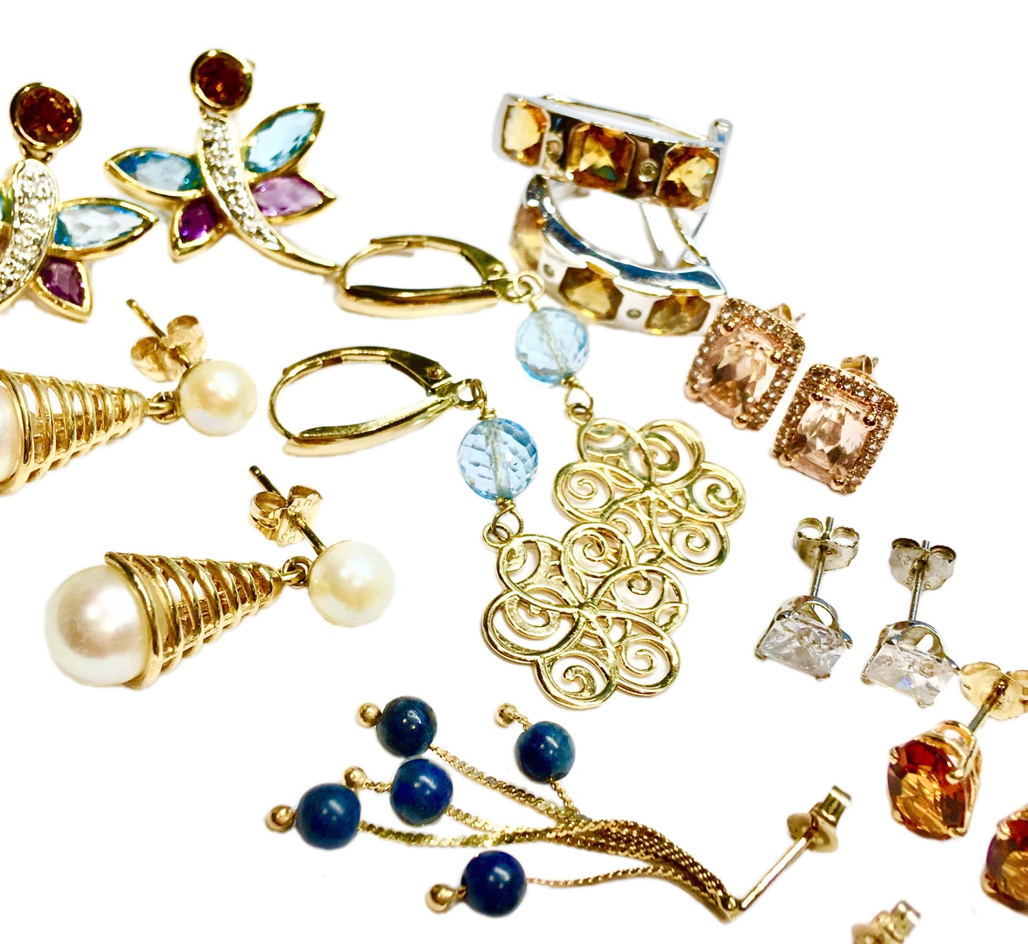 Solid Gold Earrings Pearl Diamond Gemstones & More at Blingschlingers Jewelry Online Website Preowned Fine Fashion for Less