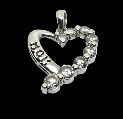 Sterling Silver Heart Pendant, Affordable Preowned Gift For Mom 925 Silver Pendant