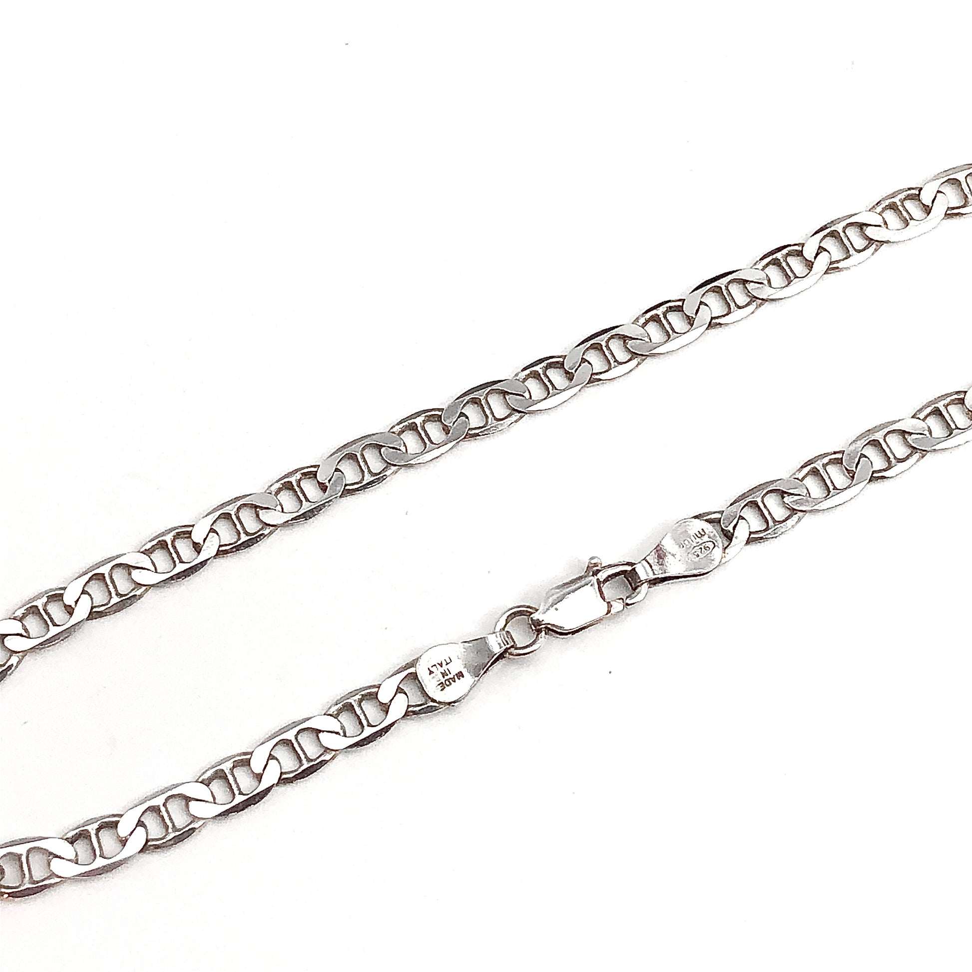 10" 4mm Sterling Silver Anchor Chain Bracelet