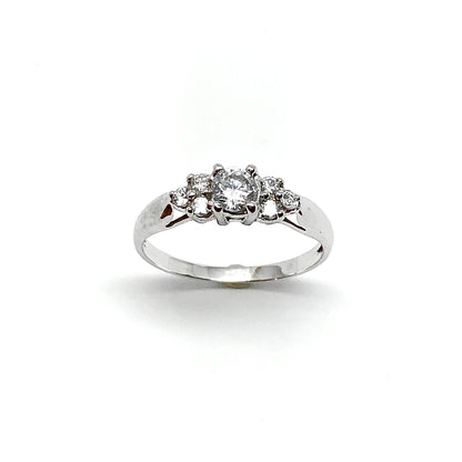 Estate Jewelry | Womens 10k White Gold Diamond Alternative Ring sz7