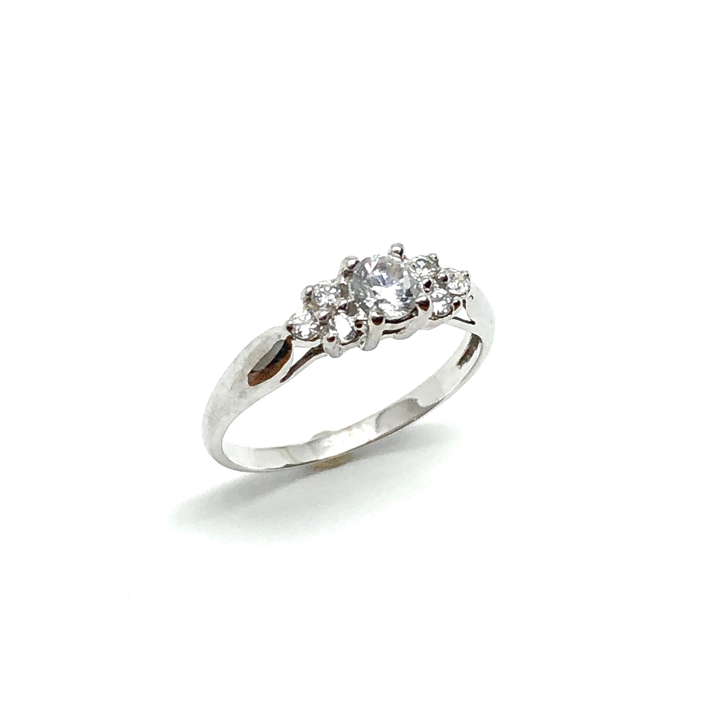 Estate Jewelry | Womens 10k White Gold Diamond Alternative Ring sz7