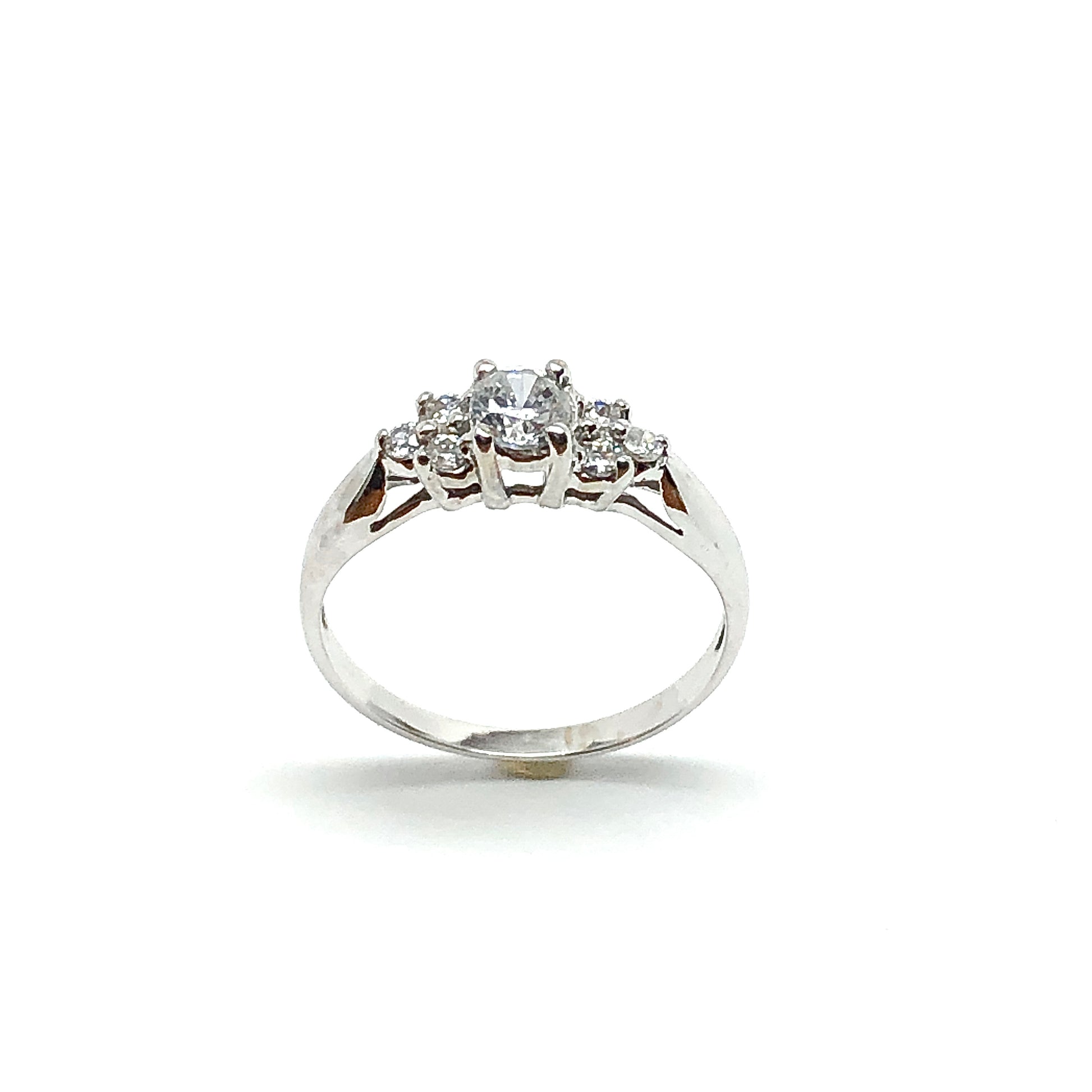 Womens 10k White Gold Diamond Alternative Ring sz7