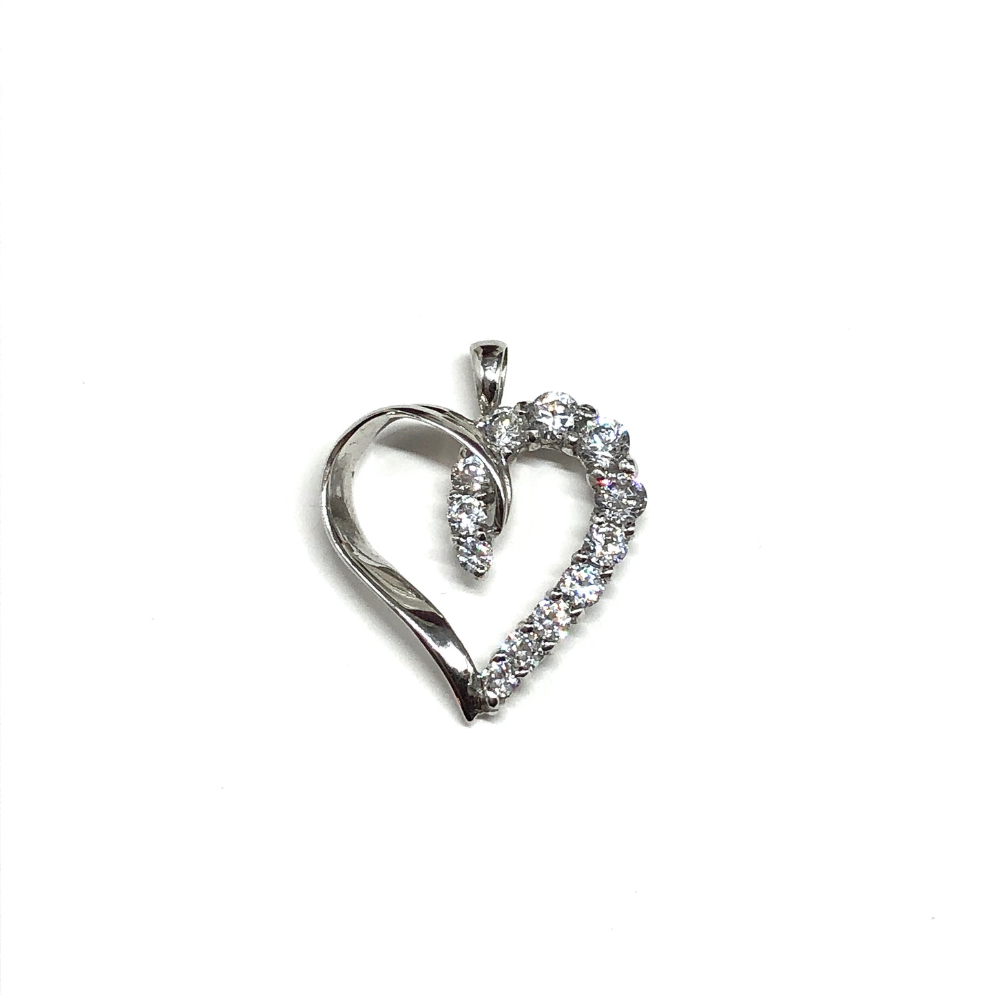 10k White Gold Open Heart Pendant