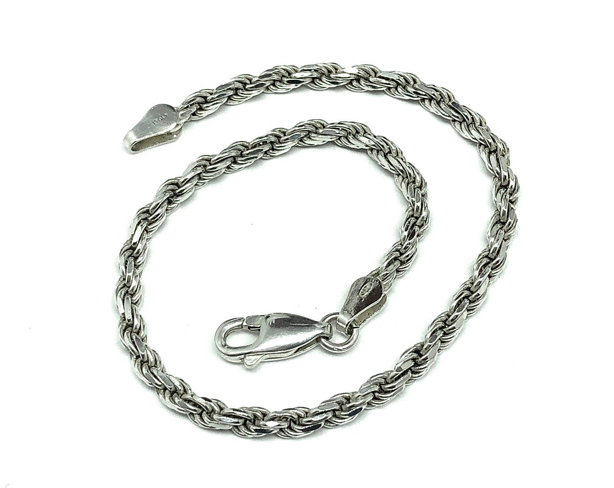 Rope Chain Bracelet Sterling Silver 7.25"