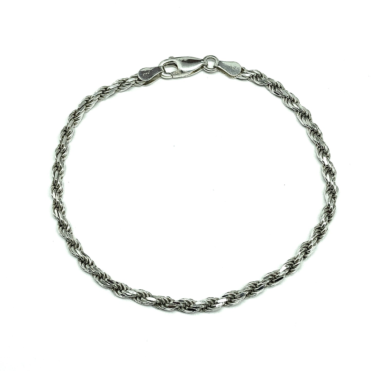 Rope Chain Bracelet Sterling Silver 7.25"