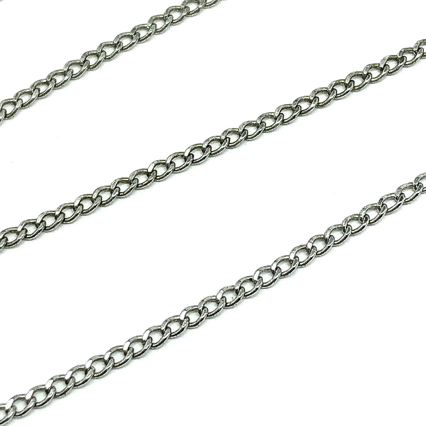 Vintage 1960s Solid Sterling Silver Feminine Fine Curb Chain Necklace