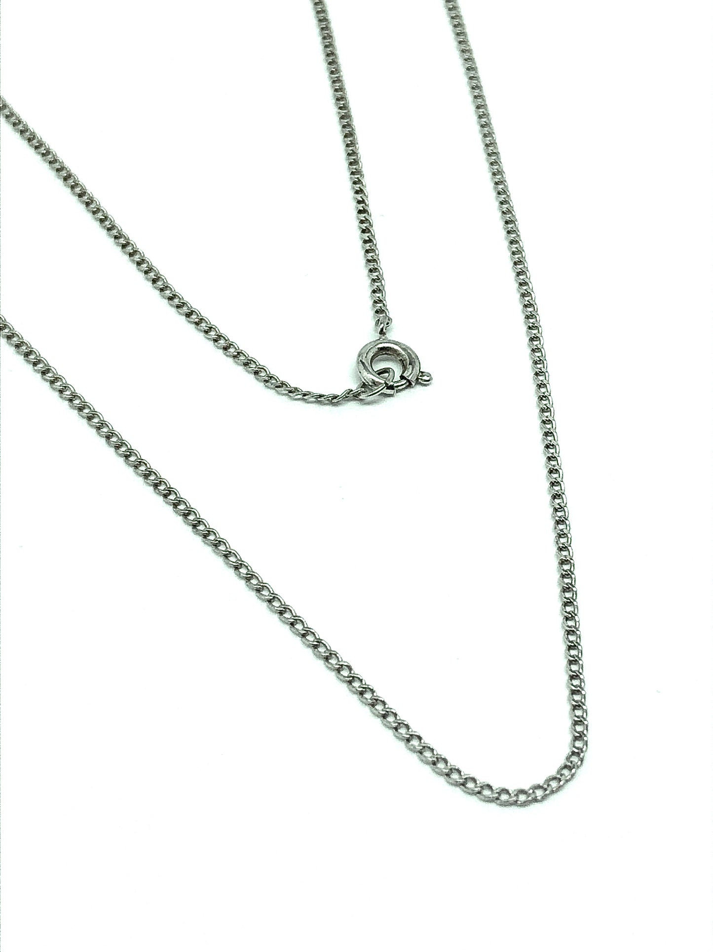 Vintage 1960s Solid Sterling Silver Feminine Fine Curb Chain Necklace - Blingschlingers USA