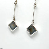 Jewelry womens Slender Sterling Silver Diamond Design Pearl Dangle Earrings