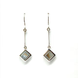 Jewelry womens Slender Sterling Silver Diamond Design Pearl Dangle Earrings