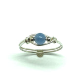 Jewelry - Slim Sterling Silver Blue Chalcedony Stone Thin Double Band Stackable Ring