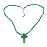 Jewelry used - Sterling Silver Turquoise Beads Block Cross  Pendant Necklace