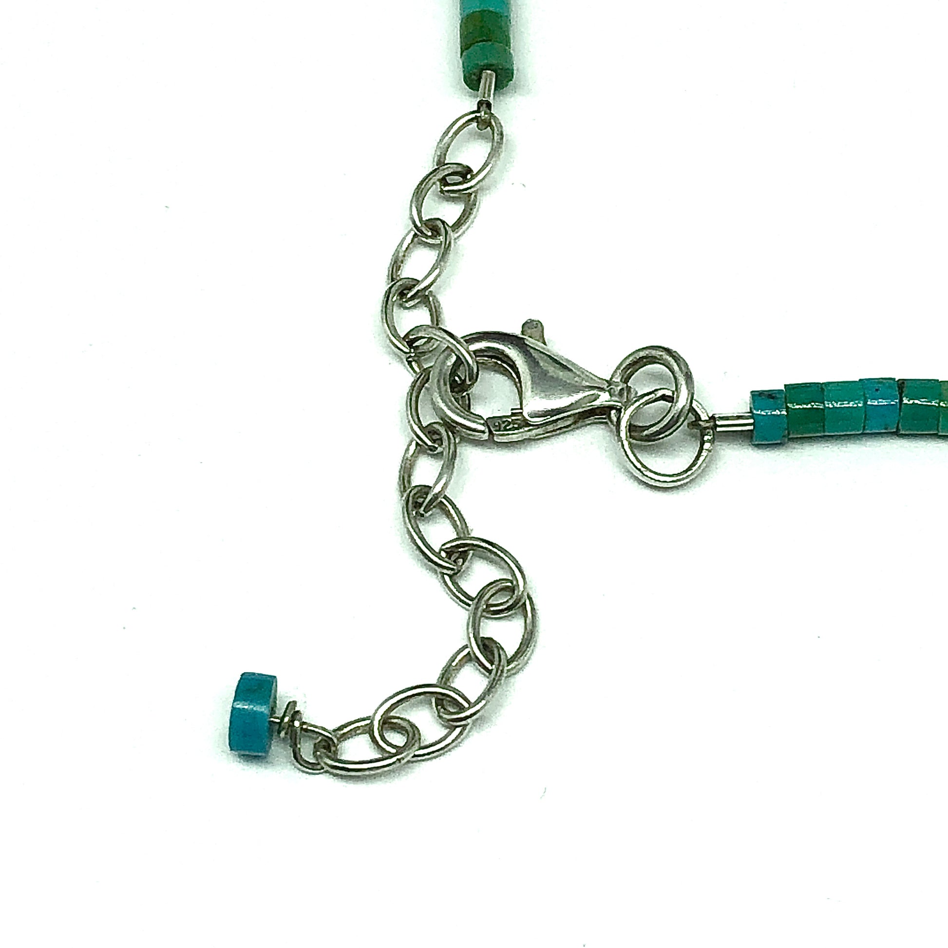 Faith Jewelry used - Sterling Silver Turquoise Tube Bead Block Cross Necklace