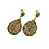 Discount Fashion Jewelry - Womens used Boho Brown Large Teardrop Style Gold Filigree Dangle Earrings