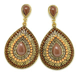 Fashion Jewelry - Womens used Boho Brown Large Teardrop Style Gold Filigree Dangle Earrings