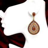 Fashion Jewelry - Womens used Boho Brown Large Teardrop Style Gold Filigree Dangle Earrings