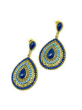 Discount Used Jewelry - Womens Gold Dark Blue Beaded Teardrop Dangle Earrings