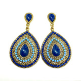 Fashion Jewelry - Womens used Gold Blue Beaded Teardrop Dangle Earrings - Blingschlingers.com USA