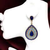 Fashion Jewelry - Womens used Gold Blue Beaded Teardrop Dangle Earrings