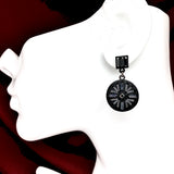 Fashion Jewelry - Womens used Rocker Chic Style Black Button Design Dangle Earrings